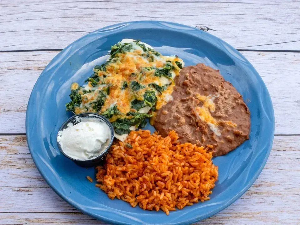 Pepe's Spinach Veggie Enchiladas