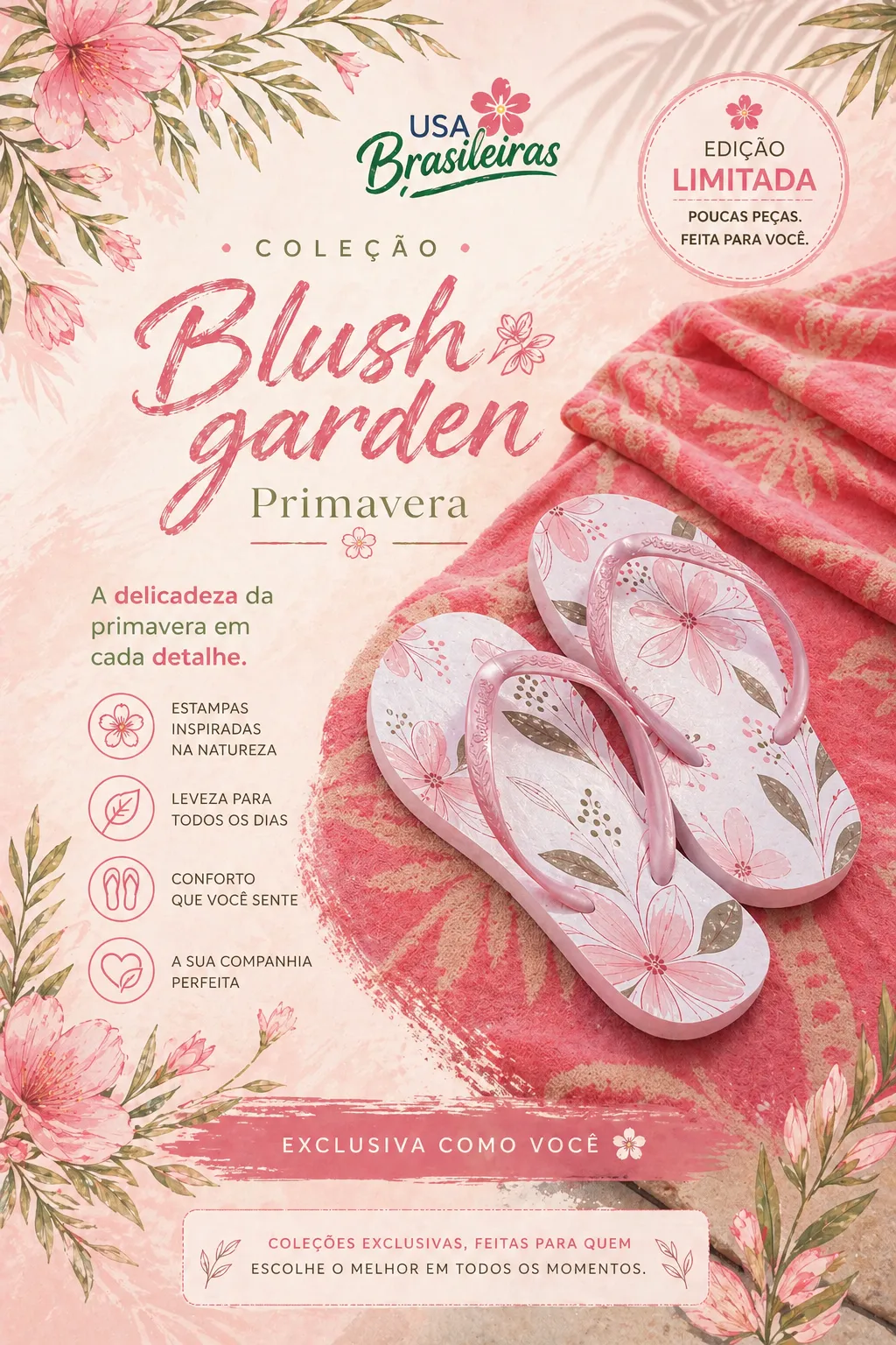 BLUSH GARDEN — COLEÇÃO PRIMAVERA (FEMININA)