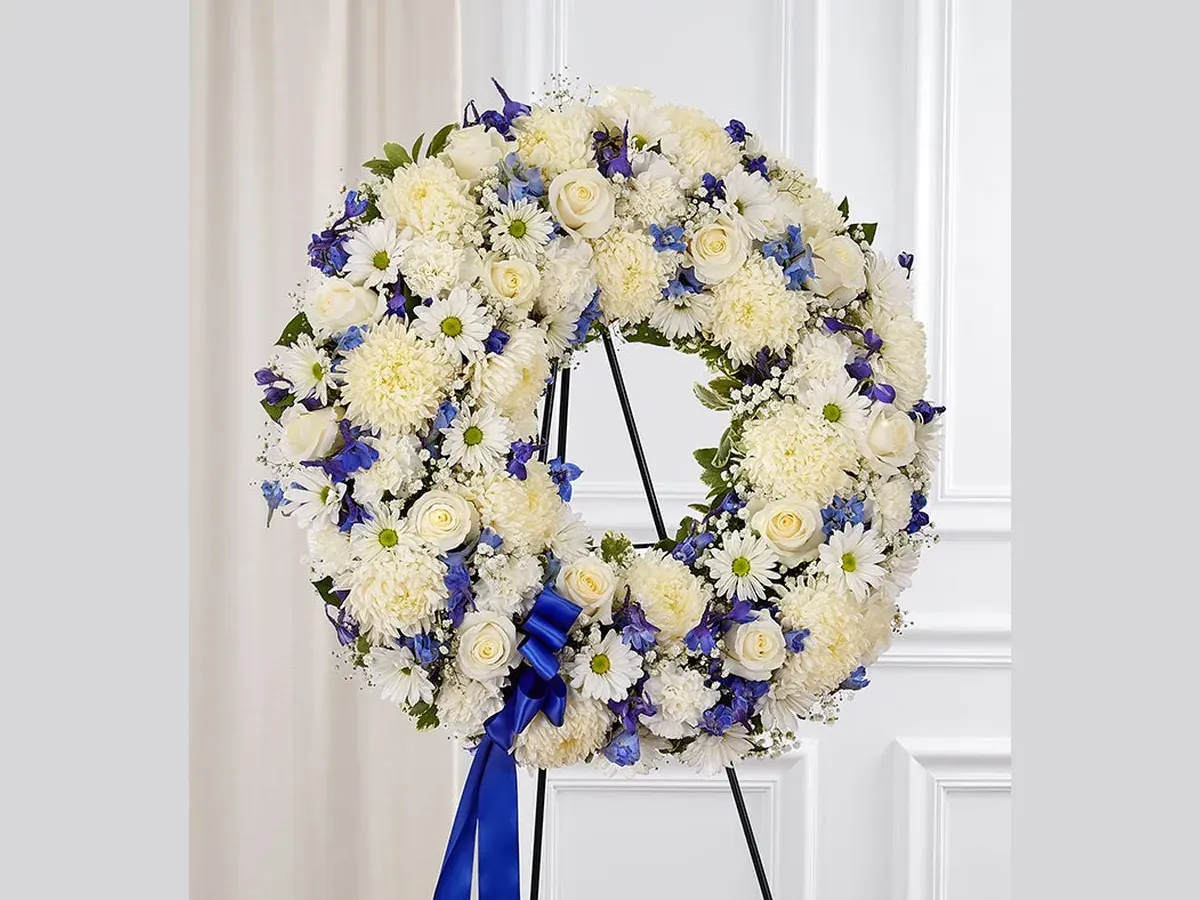 Blue and White Standing Wreath