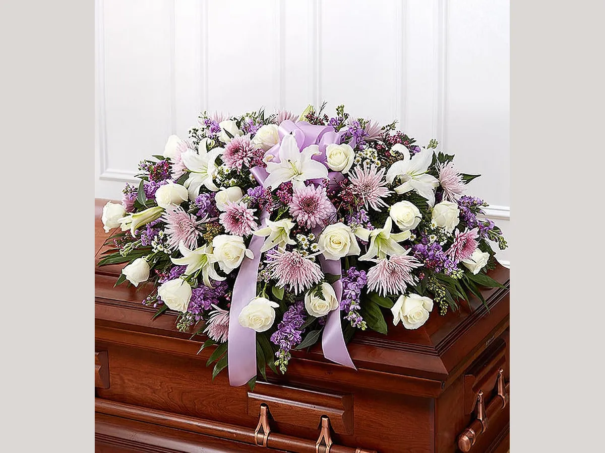 Lavender and White Half Casket Cover