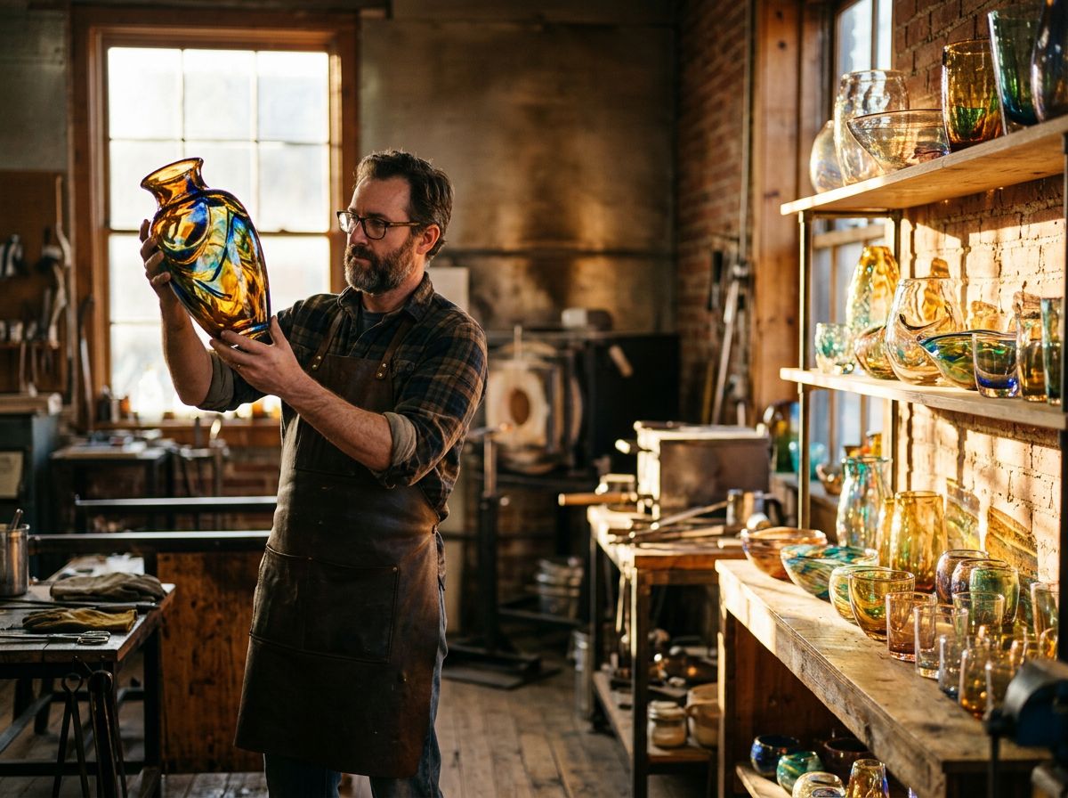A glass artisan in his workshop